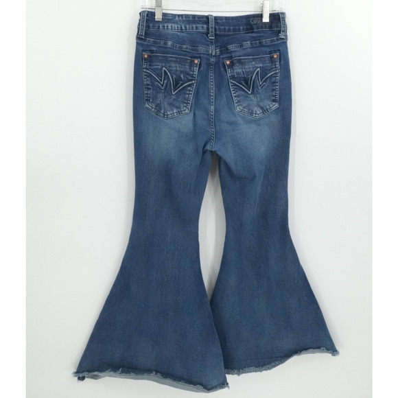 Grace in La Jeans Size 29x30 Blue High Rise Bell Bottom Boho Western Button fly - Picture 2 of 13